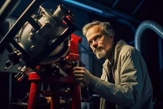 astronomer at the observatory watching the stars