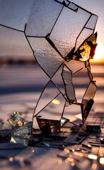 Broken Glass Shards - Beautiful Texture, Graphic Element - AI generative art