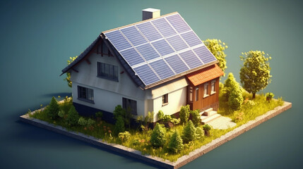 Obraz premium Green Energy Haven: Rooftop Solar Panels in Action