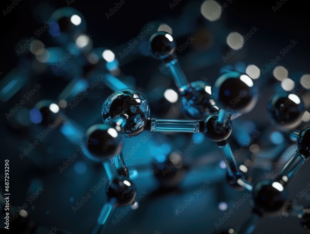 Poster technological molecules. the science. ai generative.