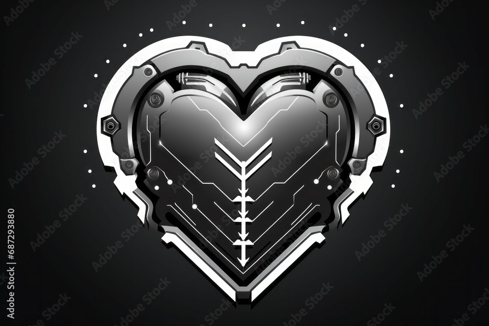 Fototapete computer with heart shaped cpu chip. dark background with selective focus and copy space