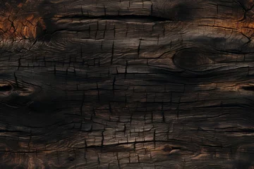Photo sur Plexiglas Texture du bois de chauffage Rough textured surface of burnt wood close up. Background with copy space