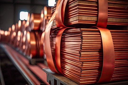 Stacks of cathode copper sheets