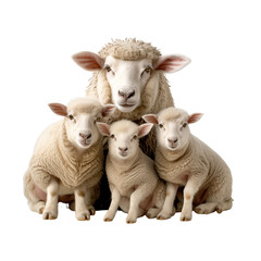 Family of sheep and lambs - obrazy, fototapety, plakaty