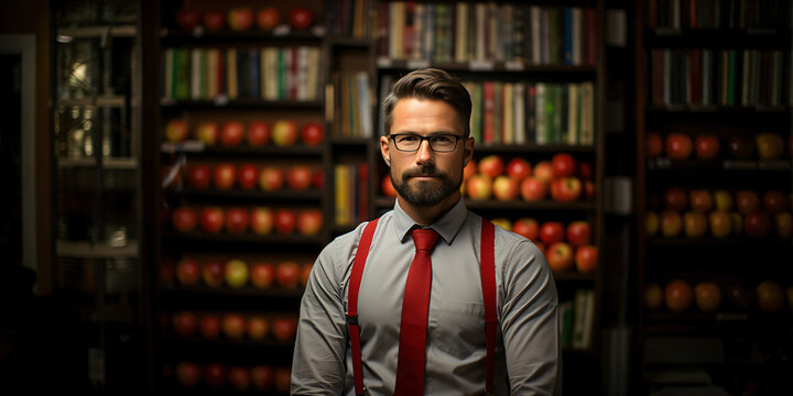 teacher with red tie