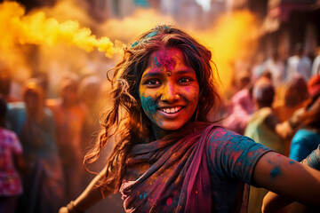 Fototapeta premium Woman on Holi
