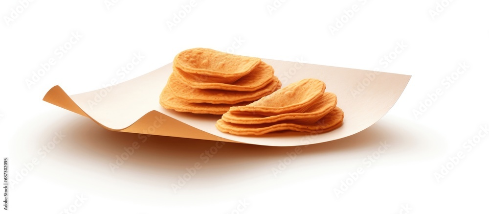 Aufkleber Bakery paper on white background Food advertisement design with empty space Copy space image Place for adding text or design