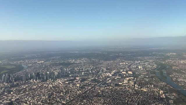 Aerial view on the Charles de Gaulle airport runway in Paris