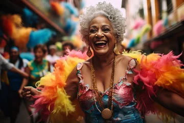 Cercles muraux Brésil old woman in carnival