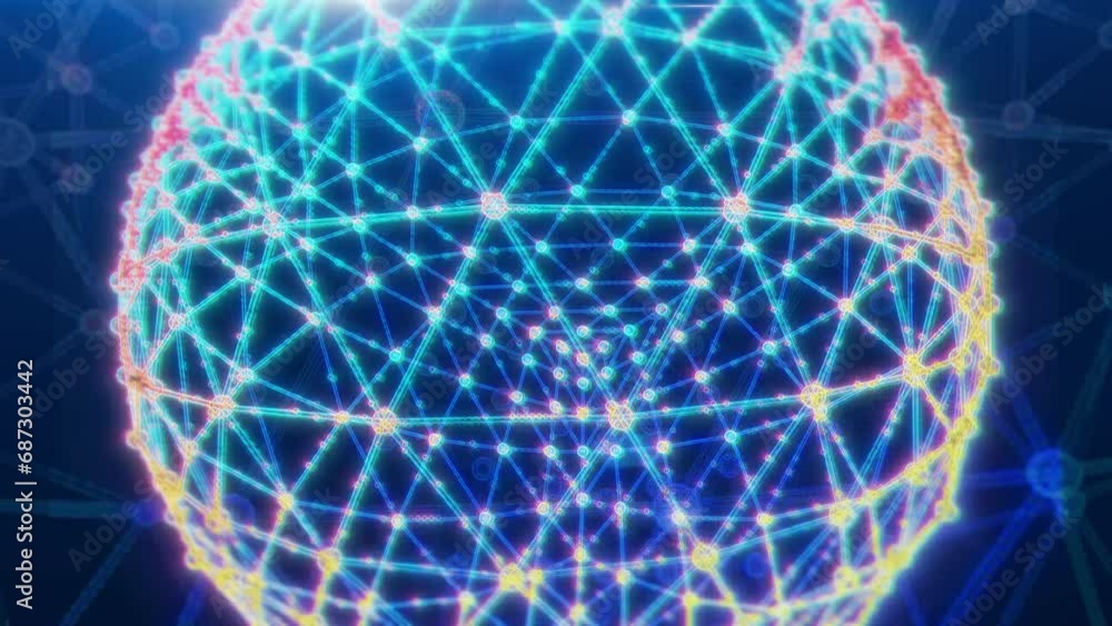 Poster motion graphic sphere globe shapes abstract animation - polygon 3d loop