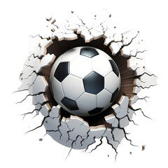 Soccer Ball Cracked Wall Clipart | Bursting Through The Wall Icon