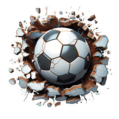 Soccer Ball Cracked Wall Clipart | Bursting Through The Wall Icon - obrazy, fototapety, plakaty