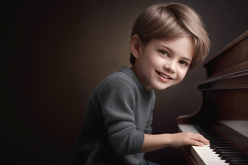 Fototapeta na wymiar Joyful Melodies: Talented 5-Year-Old Pianist in Action