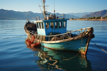 Fototapeta premium Sea Catchers: Fishing Boat at Sea