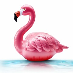 Pink Flamingo Pool Float on Water. Generative ai