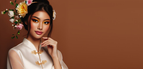 Fashion portrait of young Asian girl.