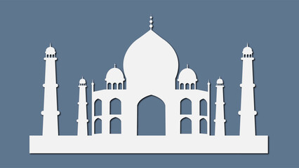 taj mahal , India with shadow vector illustration