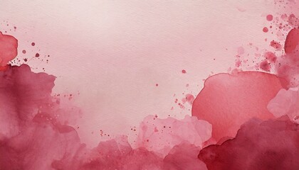 blush pink background texture watercolor stains and blotches on border mauve pink paper with burgundy valentine s day mothers day love color - obrazy, fototapety, plakaty