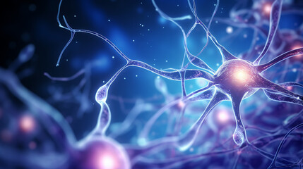 3D microbiology render of nerve cells. ai generated.