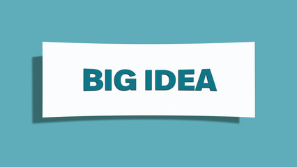 Big idea symbol. A card in light green with words Big idea. Isolated on white background.