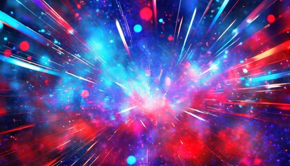 Fototapeta na wymiar abstract background in blue and red neon glow colors speed of light in galaxy explosion in universe space background for event party carnival celebration anniversary or other