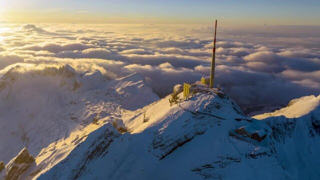 Aerial View of the Mountain Seantis in the Swiss Alps, Switzerland. Santis
