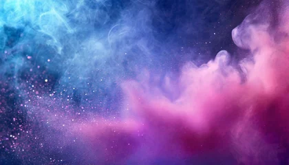 Fototapeten mist texture color smoke spiritual aura purple pink blue haze flow glitter dust particles floating abstract art background © Irene
