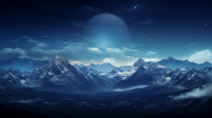 Mountain Range Under Starry Night Sky Background