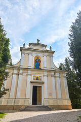 Fototapeta na wymiar The famous Ossario di Solferino Chapel, with the bones of the unknown fallen soldiers of the Battle of Solferino in 1859. Brescia, Italy.