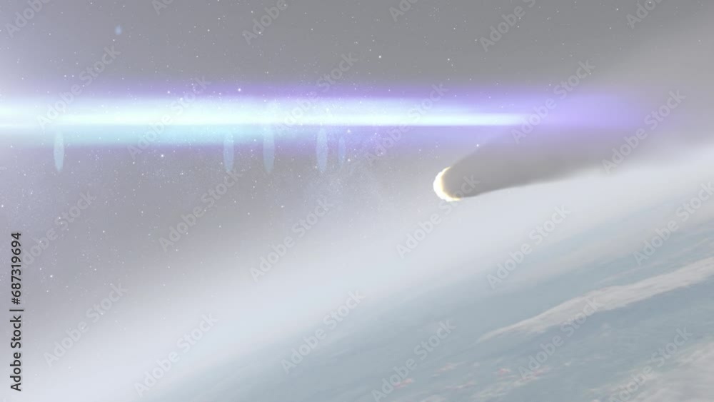 Canvas Prints fast blazing meteor or rocket entering planet earth atmosphere cinematic view of meteor burning clos