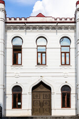 Fototapeta na wymiar travel to Georgia - facade of Batumi Synagogue in Batumi city on sunny autumn day