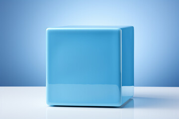 3D cube made of ceramic material in Capri color - shade of blue, fashionable color palette