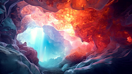 beautiful ice cave. Fantastic, colorful background.