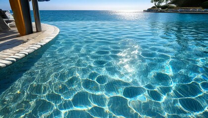water in swimming pool bright rippled water surface detail background tranquil tropical mediterranean sea ocean shiny waves sunlight pattern