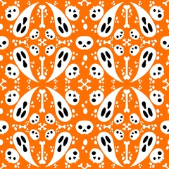 Halloween cartoon seamless ghost and bones and skulls pattern for wrapping paper and fabrics and kids accessories