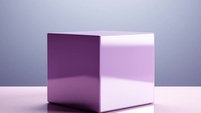 3D cube made of ceramic material, color Soft and powdery lavender shade Pastel Lilac, lilac background