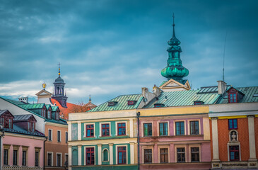 Fototapeta na wymiar The magical city of Zamość, very colorful.