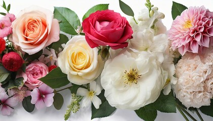 Obraz na płótnie Canvas set of different beautiful flowers on white background banner design