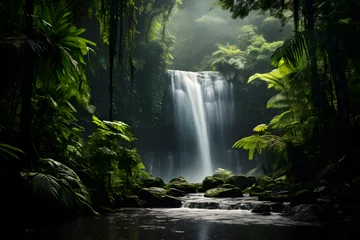 Tuinposter waterfall in the forest © Alexis