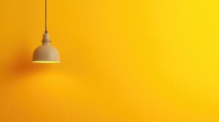 lamp hanging on a blank yellow background. copy space. space for text