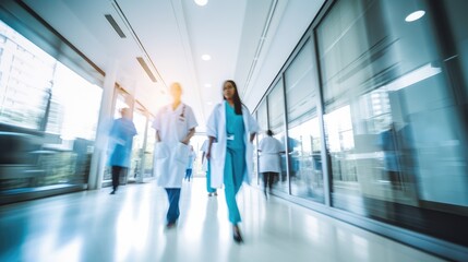 Busy hospital blurred motion