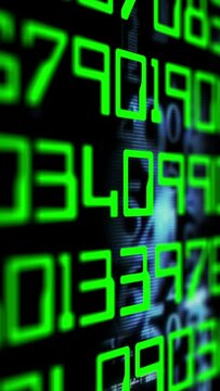 Data code on computer screen vertical video