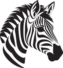 Fototapeta na wymiar Stylish Safari Dreams Zebra Black Vector BlissZebra Essence Black and White Vector Dreams