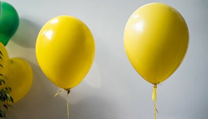 yellow balloon on a white background party decoration for celebrations and birthday