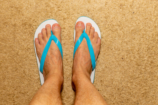 Brazil, December 2, 2023: Classic Brazilian Havaianas sandals, known as "Havaianas flip-flops", or Hawaiian Espadrilles. Comfortable and practical rubber sandals
