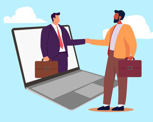 Vendor, third party or outsourcing, work with client or colleagues virtually, contractors or supplier, provider or partner concept