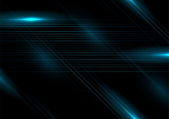 Blue glowing minimal lines abstract futuristic tech background. Vector digital art design