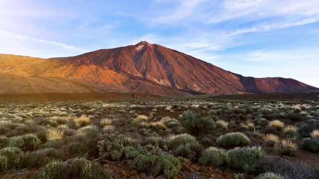 Aerial shot of Mount Teide volcano in Tenerife, Canaries, Spain. 4K
