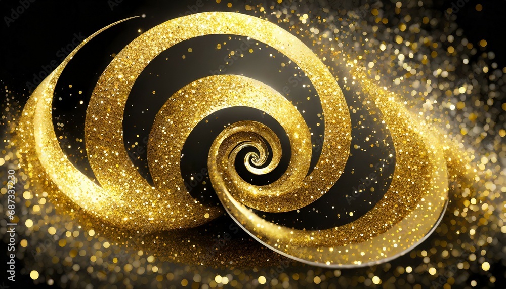 Sticker gold glitter shiny swirl