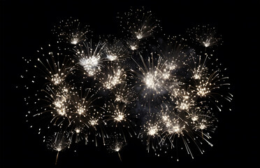 fireworks  explode in the black sky ai generative